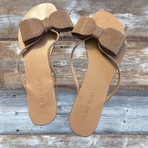 Aminah Abdul Jillil crystal bow sandals size 9.